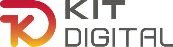 Logo de Kit Digital, un programa que impulsa la transformación digital de las empresas en España, combinando colores rojo y naranja con un diseño moderno.